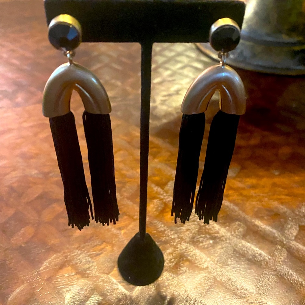 Long Black Tassel Earrings
